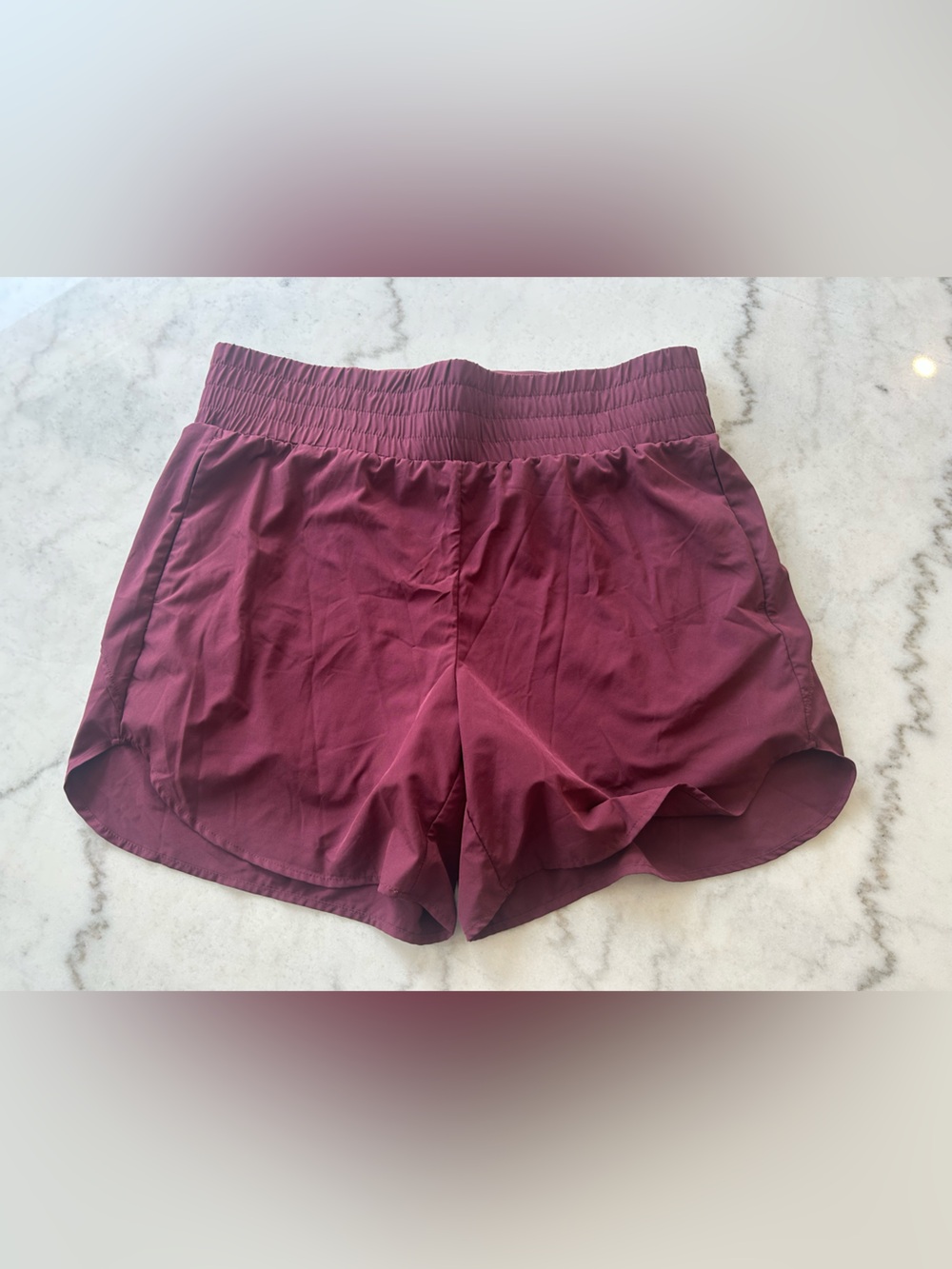 HALARA Burgundy Athletic Shorts with Elastic Waist